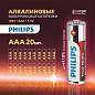 Батарейки алкалиновые "мизинчиковые" КОМПЛЕКТ 20 шт., PHILIPS Power Alkaline, ААА (LR03, 15А), блистер, Б0064654 (арт. 457397)