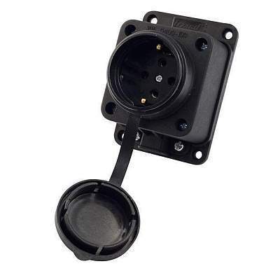 Lezard розетка прямая с загл. каучук 2Р+РЕ 1х16А 220-240V IP44 106-0400-0103 (арт. 382922)