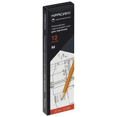 Карандаш ч/г Красин для черчения М (В), шестигр., заточен. (арт. 378907)