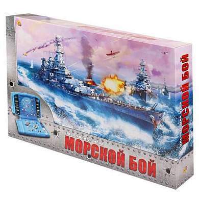 Игра настольная "Морской бой", игровое поле 2 шт., фишки, фигурки кораблей, РК, ИН-1760 (арт. 665008)