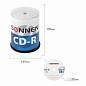 Диски CD-R SONNEN, 700 Mb, 52x, Cake Box (упаковка на шпиле) КОМПЛЕКТ 100 шт., 513533 (арт. 513533)