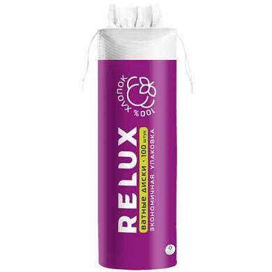 Ватные диски 100 шт., RELUX, двусторонние, ш/к 82688, 1202 (арт. 117578)
