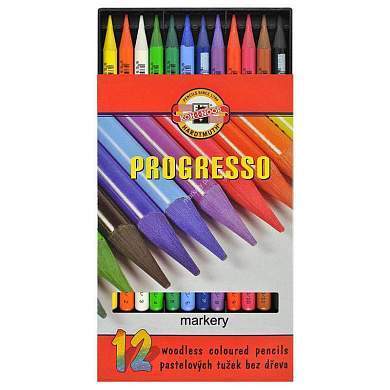 Карандаши цветные Koh-i-Noor "Progresso", 12цв., заточен, в лаке, без дерева, картон (арт. 298313)