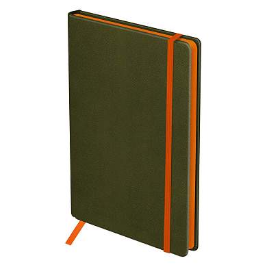 Ежедневник недатированный, А5, 136л., твердый переплет, кожзам, BG "Contrast. Khaki", болотный, цветной срез, на резинке (арт. 369847)