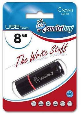 Флэш-диск (флэшка) USB  8Gb SmartBuy Crown Black (SB8GBCRW-K) (арт. 457529)