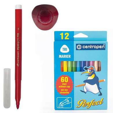 Фломастеры 12 ЦВЕТОВ CENTROPEN "Just Perfect", смываемые, устойчивы к высыханию, 2510/12KK, 725101201 (арт. 151174)