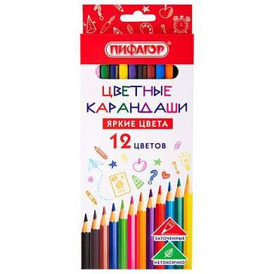Карандаши цветные ПИФАГОР ЭКО "КЛАССИК", 12 цветов, шестигранные, 182048 (арт. 182048)