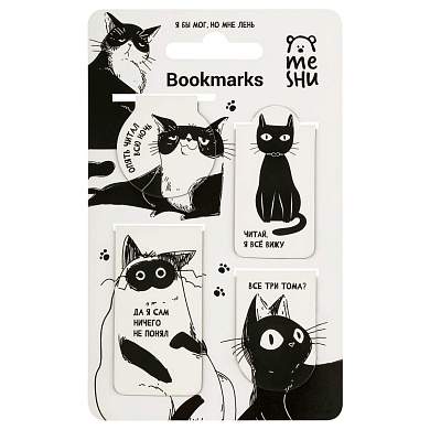 Закладки магнитные для книг, 4шт., MESHU "Meme cat", соф-тач (арт. 365936)