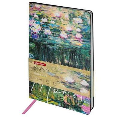 Блокнот А5 (143x210 мм), BRAUBERG VISTA "Claude Monet", под кожу, гибкий, срез фольга, 80 л., 112058 (арт. 112058)