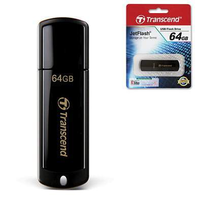 Флеш-диск 64 GB, TRANSCEND Jet Flash 350, USB 2.0, черный, TS64GJF350 (арт. 510970)