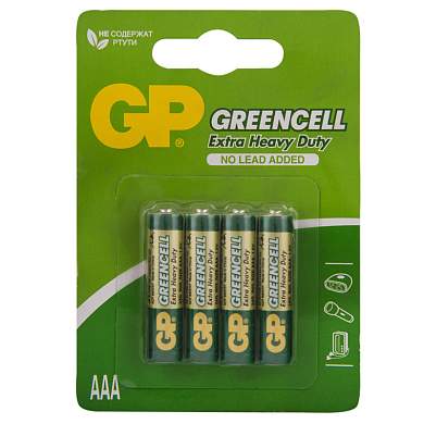 Батарейка GP Greencell AAA (R03) 24S солевая, BL4 (арт. 267817)