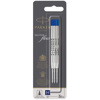 Стержень шариковый объемный Parker "QuinkFlow Ball Point" синий, 98мм, 1,0мм, метал. корпус, 3шт., блистер (арт. 326365)
