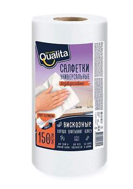 Салфетки в рулоне QUALITA OPTIMA вискоза,22*20см,35 г/см2 150шт,13404 Коттон клаб (арт. 834701)