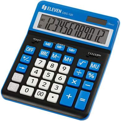 Калькулятор настольный Eleven CDC-120-BK/NV, 12 разрядов, двойное питание, 155*206*38мм, черный/темно-синий (арт. 365643)