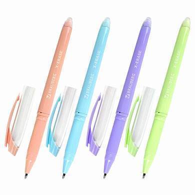 Ручка стираемая гелевая с грипом BRAUBERG X-ERASE PASTEL, СИНЯЯ, узел 0,7 мм, линия 0,35 мм, 143953 (арт. 143953)