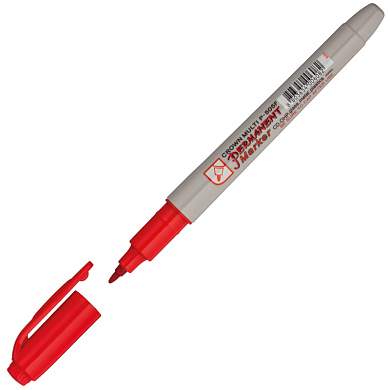 Маркер перманентный Crown "Multi Marker Super Slim" красный, пулевидный, 1мм (арт. 207902)