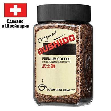Кофе растворимый BUSHIDO "Original" 100 г, стеклянная банка, сублимированный, ШВЕЙЦАРИЯ, 1004 (арт. 621187)