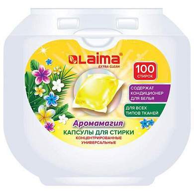 Капсулы для стирки концентрат GIGA PACK с кондиционером 100 шт., АРОМАМАГИЯ, LAIMA, 608879 (арт. 608879)