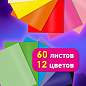Цветная бумага А4 ТОНИРОВАННАЯ В МАССЕ, 60 листов, 12 цветов, в папке, 80 г/м2, BRAUBERG, 210х297 мм, 117615 (арт. 117615)