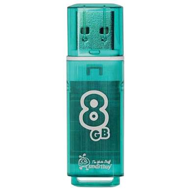 Флеш-диск 8 GB, SMARTBUY Glossy, USB 2.0, зеленый, SB8GBGS-G (арт. 512179)