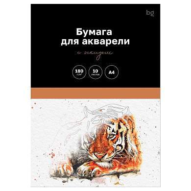 Папка для акварели, с эскизом, 10л., А4 BG "Животные", 180г/м2 (арт. 368976)