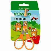 Ножницы 130 мм оранжевые, с цветной печатью "Котики", закругленные, BRAUBERG KIDS, 238351 (арт. 238351)