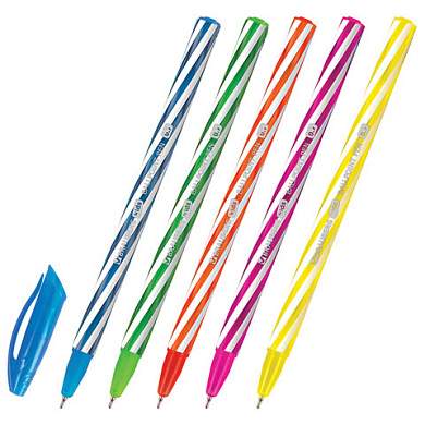 Ручка шариковая масляная BRAUBERG KIDS "TWIST", СИНЯЯ, корпус ассорти, пишущий узел 0,7 мм, линия письма 0,35 мм, 144104 (арт. 144104)
