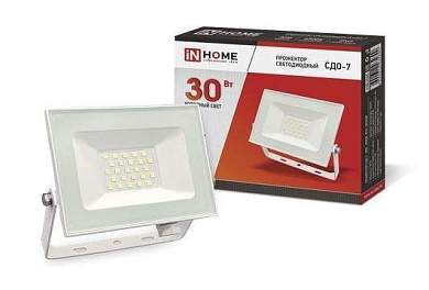 ASD/InHome прожектор светодиодн. СДО-7 30W(2400lm) 6500K 6K 133x123x21 белый IP65 4690 (арт. 776518)