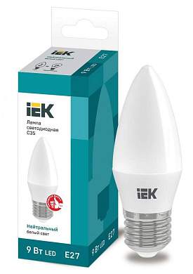 IEK свеча C35 E27 9W(810lm) 4000К 4K ECO LLE-C35-9-230-40-E27 (арт. 682558)
