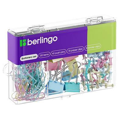 Набор мелкоофисных принадлежностей Berlingo, 120 предметов, ассорти пастель, пластиковая упаковка (арт. 353628)