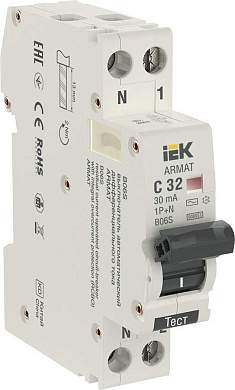 IEK ARMAT дифф. автоматический выкл. АВДТ B06S 1P+NP C32 (18мм) 30мА, тип AC, 6кА AR-B06S-1N-C32C030 (арт. 822203)