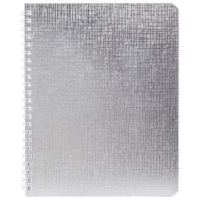 Тетрадь бумвинил А5 96 л., гребень, офсет №1, клетка, СЕРЕБРО, "Metallic", HATBER, 058964, 96Т5бвВ1гр (арт. 405686)