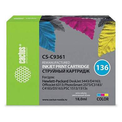 Картридж струйный CACTUS (CS-C9361) для HP Officejet 6313/Photosmart C3183, цветной (арт. 361883)
