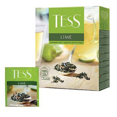 Чай TESS "Lime" зеленый с цедрой цитрусовых, 100 пакетиков в конвертах по 1,5 г, 0920-09 (арт. 621035)