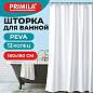 Шторка для ванной PEVA, 180х180 см, кольца в комплекте, 3 цвета ассорти (белый, голубой, коричневый), PRIMILA (ПРИМИЛА), 700072 (арт. 700072)