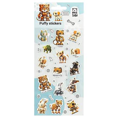 Наклейки объемные MESHU "Robopets", 10*23см, пакет европодвес (арт. 365067)