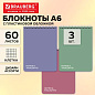 Блокнот ДЭК А6, 105х148 мм, 60 л., КОМПЛЕКТ 3 шт., гребень, пластик, клетка, BRAUBERG "Mineral", АССОРТИ, 118627 (арт. 118627)