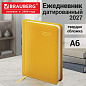 Ежедневник датированный 2027, МАЛЫЙ ФОРМАТ, 100х150 мм, А6, BRAUBERG "Select", балакрон, желтый, 118115 (арт. 118115)