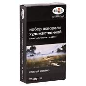 Акварель художественная Гамма "Старый Мастер", 12цв*2,6мл, кюветы, метал. коробка (арт. 346447)