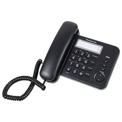 Телефон PANASONIC KX-TS2352RUB, черный, память 3 номера, повторный набор, тональный / импульсный режим, индикатор вызова (арт. 260337)