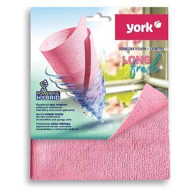 Салфетка из МИКРОФИБРЫ ГУБЧАТАЯ PVA/ПВА СУПЕРВПИТЫВАЮЩАЯ 30х35 см, Long Fresh, розовая, 275 г/м2, YORK, 26250 (арт. 608403)