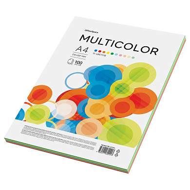 Бумага цветная OfficeSpace "Multicolor", А4, 80г/м2, 100л., (10 цветов) (арт. 372017)