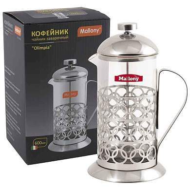 Чайник/кофейник (френч-пресс) 600мл, Olimpia, нерж сталь/стекло, T046-600ML Mallony 950137 (арт. 563106)