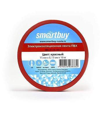 Smartbuy Изолента 15/10 0.13Х15Мм, 10 Метров, Красная (Sbe-It-15-10-R) (арт. 613201)