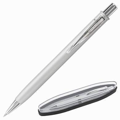 Ручка подарочная шариковая BRAUBERG "Vocale", СИНЯЯ, корпус серебристый с хромированными деталями, линия письма 0,5 мм, 143490 (арт. 143490)