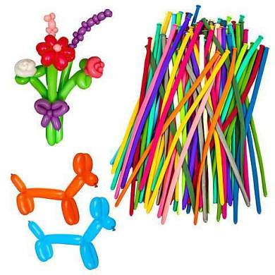 Шары воздушные для моделирования 5х150 см, 100 штук, ассорти, BRAUBERG KIDS, 591877 (арт. 591877)