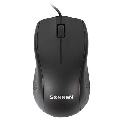 Мышь проводная SONNEN М-201, USB, 1000 dpi, 2 кнопки + колесо-кнопка, оптическая, черная, 512631 (арт. 512631)
