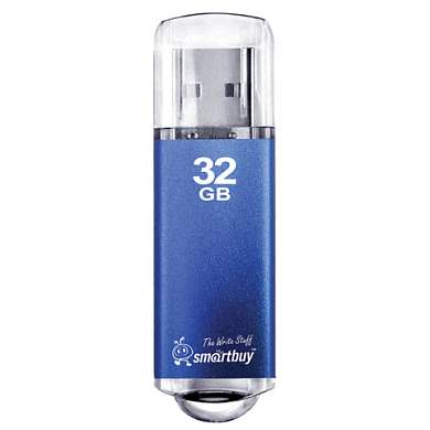 Флеш-диск 32 GB, SMARTBUY V-Cut, USB 2.0, металлический корпус, синий, SB32GBVC-B (арт. 512187)