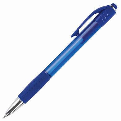 Ручка шариковая автоматическая с грипом BRAUBERG SUPER, СИНЯЯ, корпус синий, узел 0,7 мм, линия письма 0,35 мм, 143374 (арт. 143374)