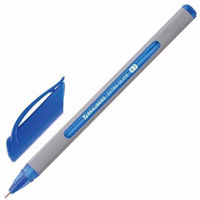 Ручка шариковая масляная BRAUBERG "Extra Glide Soft Grey", СИНЯЯ, узел 0,7 мм, линия письма 0,35 мм, 142929 (арт. 142929)